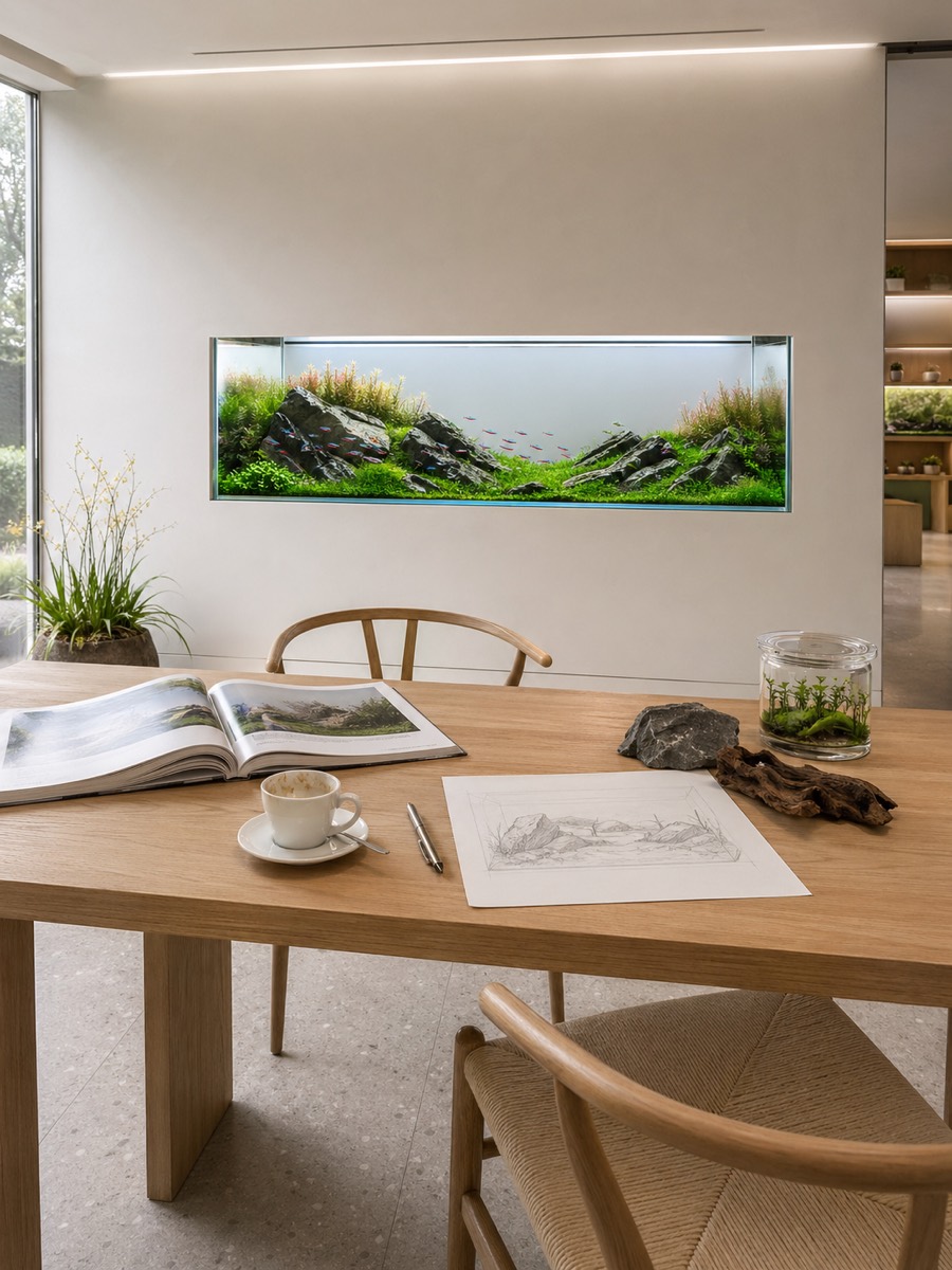 Aquascape design consultation desk