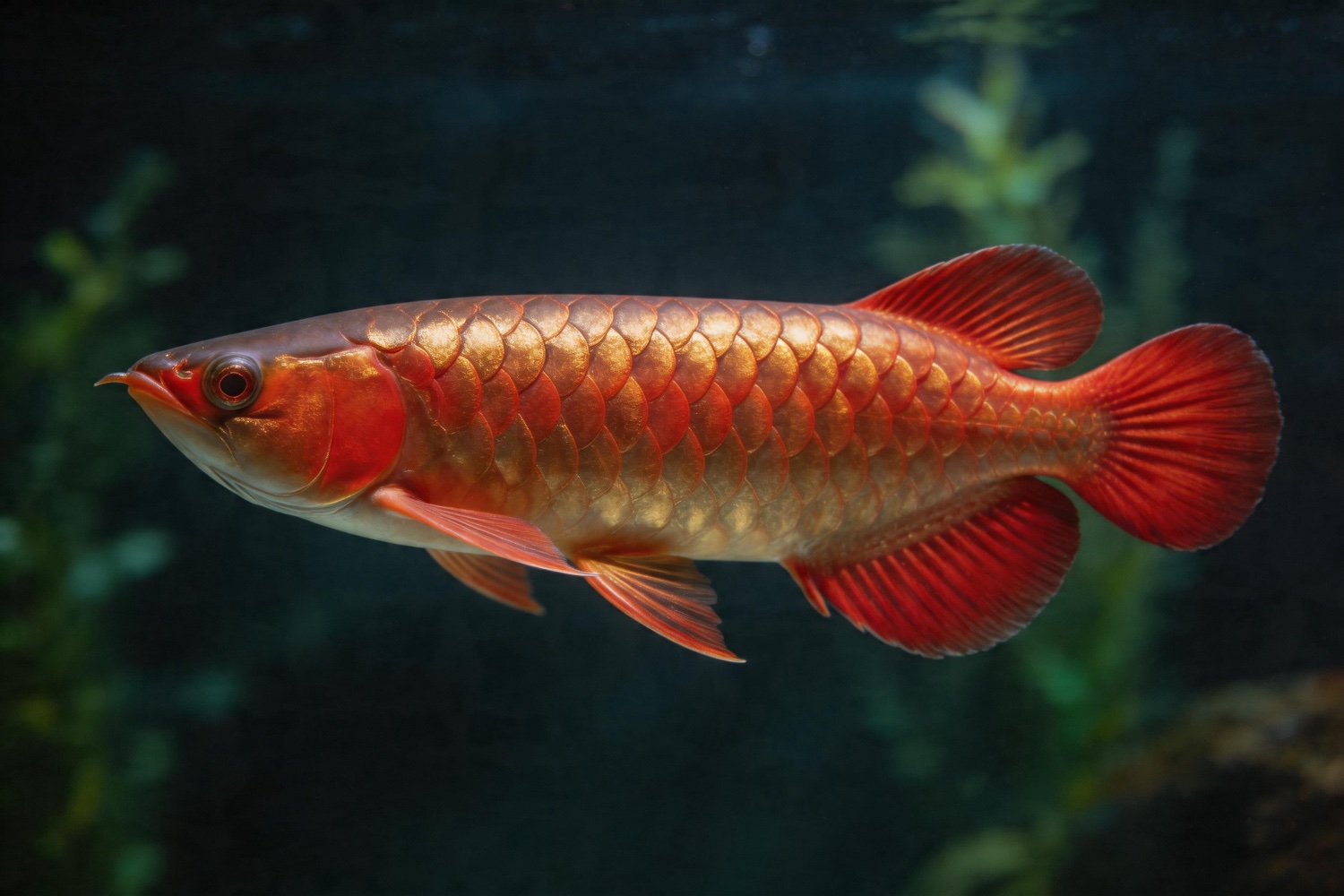 Red arowana in profile